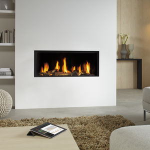 chimenea de gas / moderna / hogar cerrado / encastrable