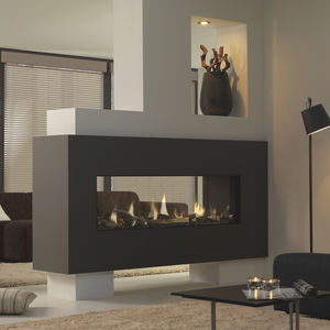 chimenea de gas / moderna / hogar cerrado / de doble cara