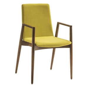 silla de visita moderna / con reposabrazos / tapizada / de madera