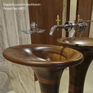 lavabo de pie / ovalado / de madera / moderno