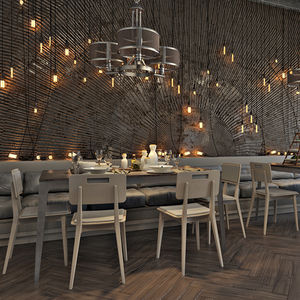 silla moderna / de tejido / de madera / contract
