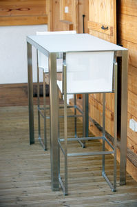 silla de bar moderna / de Batyline® / de acero inoxidable / de metal cepillado