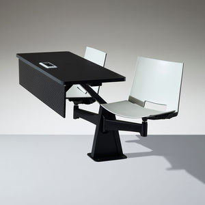silla con mesa integrada / moderna / giratoria / de aluminio