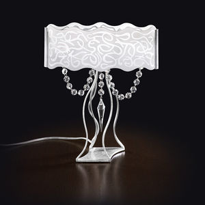 lámpara de mesa / moderna / de cristal / de tejido