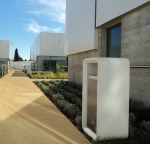 cubo de basura público / de acero inoxidable / de hormigón de alto rendimiento / moderno