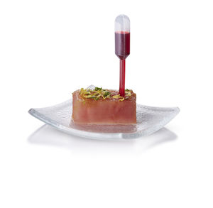 plato de servicio / cuadrado / de vidrio / de color liso