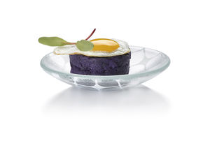 plato de servicio / redondo / de vidrio / de color liso