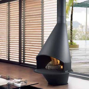 chimenea de leña / moderna / abierta / para suelo