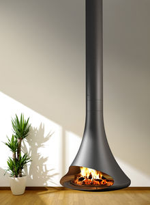 chimenea de leña / moderna / hogar cerrado / central