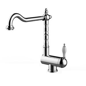grifo monomando de metal cromado / para cocina / con 1 orificio
