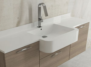 lavabo semi encastrado / rectangular / de piedra / moderno