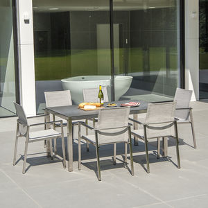 mesa moderna / de cerámica / rectangular / para jardín