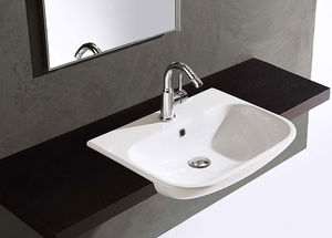 lavabo semiencastrado / rectangular / de cerámica / moderno