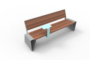 banco público / moderno / de madera / de acero galvanizado