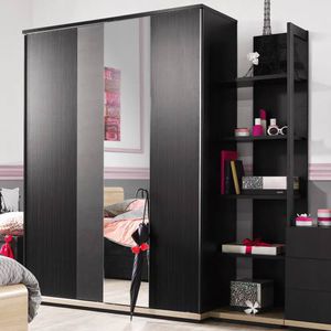 armario moderno / de roble / de melamina / con puertas corredizas