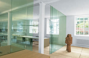 tabique corredero / de aluminio / acristalado / para oficina