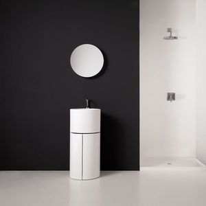 mueble de lavabo de pie / de mineral compuesto / de diseño / con espejo