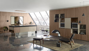 cocina moderna / de chapa de madera / de nogal / con isla