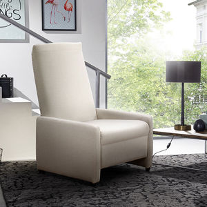 sillón moderno / de cuero / con ruedas / con respaldo alto
