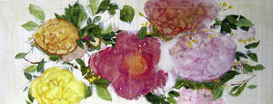 pintura óleo / mixta / con motivos de flores / para hotel