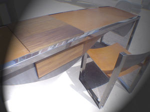 escritorio de madera / de acero inoxidable / de cuero / moderno