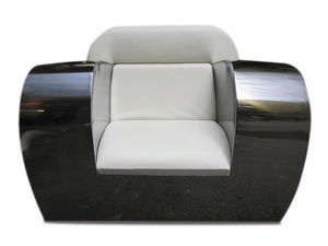 sillón de diseño original / de cuero / de acero inoxidable / club