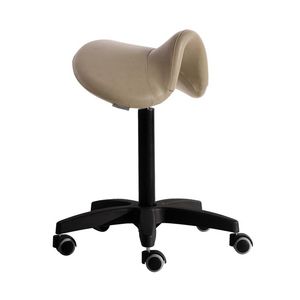 taburete de trabajo de acero cromado / de plástico / de cuero artificial / con ruedas