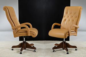 sillón de director clásico / de cuero / giratorio / con ruedas
