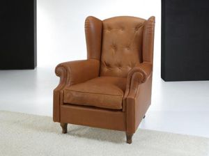 sillón clásico / de cuero / con respaldo alto / tapizado