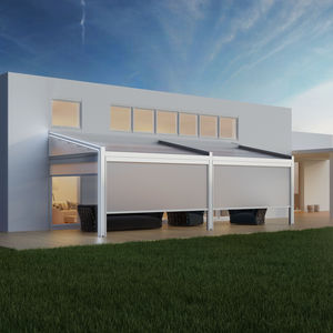 pérgola adosada / de aluminio / de cobertura corredera de tela / bioclimáticas