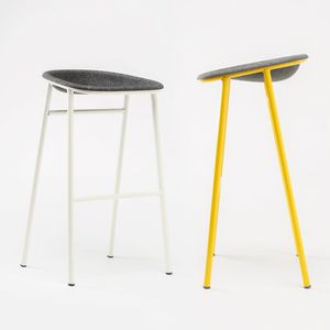taburete de bar moderno / de acero / tapizado / amarillo