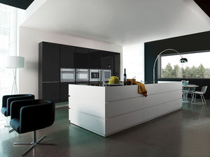 cocina moderna / de vidrio / de fibra acrílica / con isla