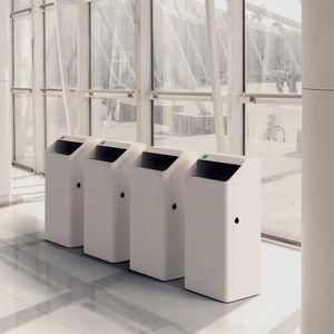 cubo de basura público / de metal / moderno / con cenicero integrado