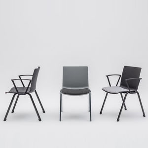 silla de conferencia tapizada / con reposabrazos / apilable / con ruedas