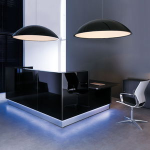 mostrador de recepción modular / de esquina / de vidrio / de acero inoxidable