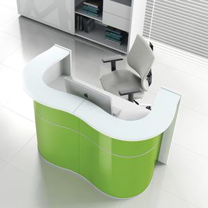 mostrador de recepción de esquina / en arco de círculo / de vidrio / laminado