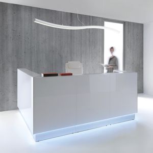 mostrador de recepción de esquina / laminado / de acero inoxidable / de vidrio