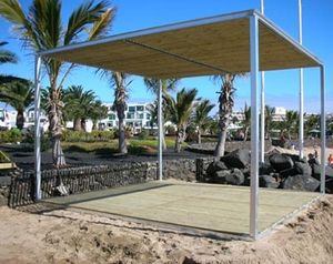 pérgola autoportante / de acero galvanizado / cobertura corredera de tela / modular