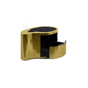 mesa de noche / de diseño original / de madera / de vidrio