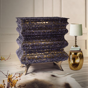 cómoda de diseño nuevo barroco / de madera barnizada / de madera dorada con pan de oro