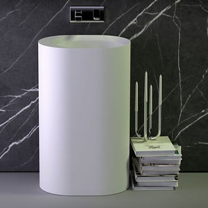 lavabo de pie / ovalado / de mineral compuesto / moderno