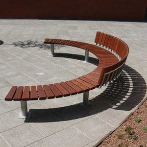 banco público / moderno / de madera / de acero galvanizado