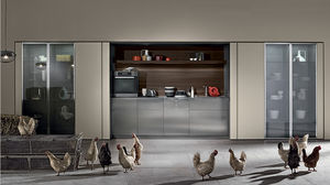 cocina moderna / de metal / oculta / lacada