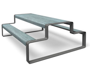 mesa de pícnic moderna / de metal / rectangular / para espacio público