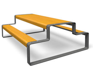 mesa de pícnic moderna / de metal / rectangular / para espacio público