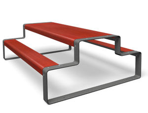mesa de pícnic moderna / de metal / rectangular / para espacio público