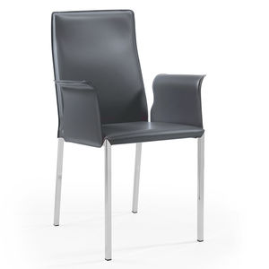 silla moderna / con reposabrazos / tapizada / de cuero