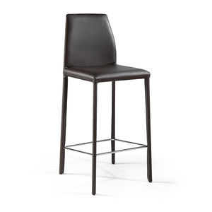 silla de bar moderna / tapizada / con reposapiés / de cuero