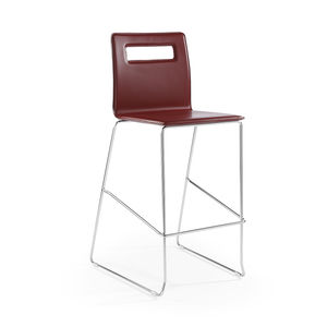 silla de bar moderna / tapizada / de cuero / de acero
