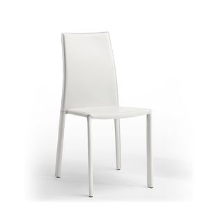 silla moderna / de cuero / de acero pintado / tapizada